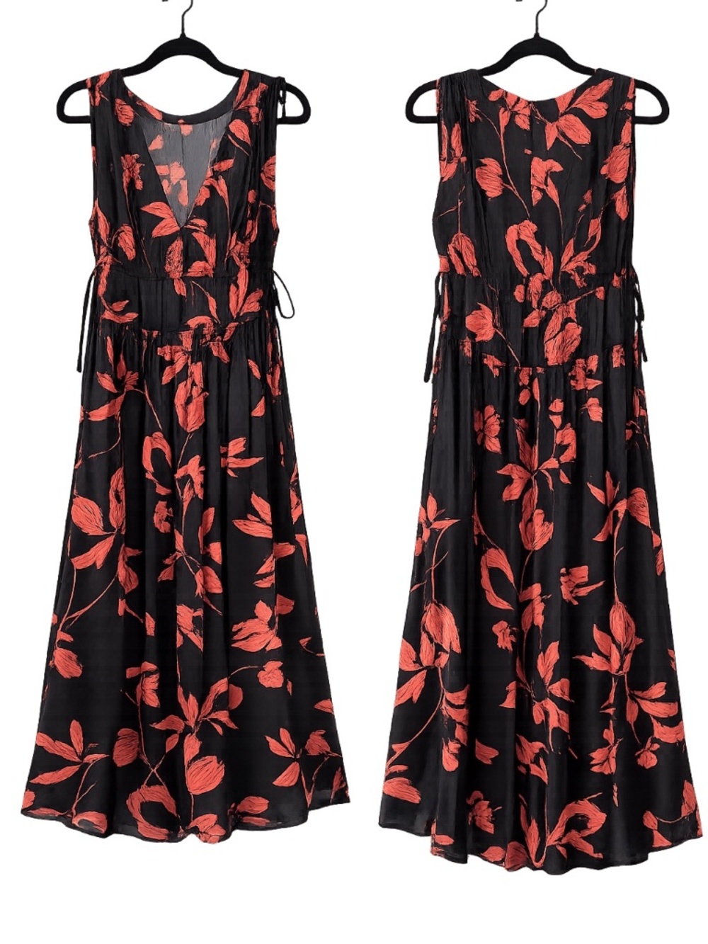 ๐ค Thakoon Floral Deep V Midi Dress Size 8 NWOT Vogue Featured Silk-Look Viscose - Picture 3 of 6